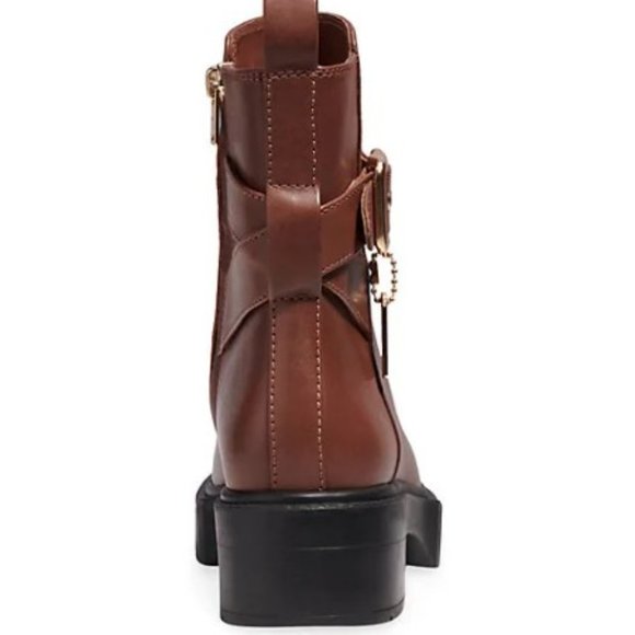 COACH Lacey Leather Lug-Sole Ankle Boots - Picture 3 of 6